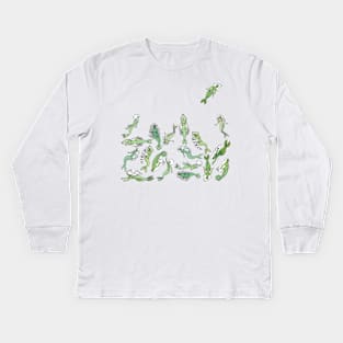 Green Mermaids in a Turquoise Sea Kids Long Sleeve T-Shirt